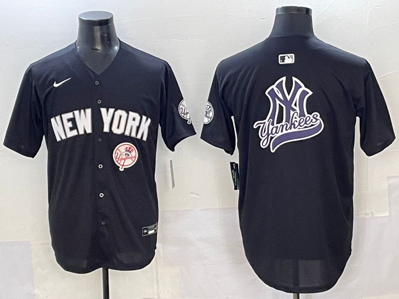 Men 2025 New York Yankees Blank Black Nike MLB Jersey style 0025